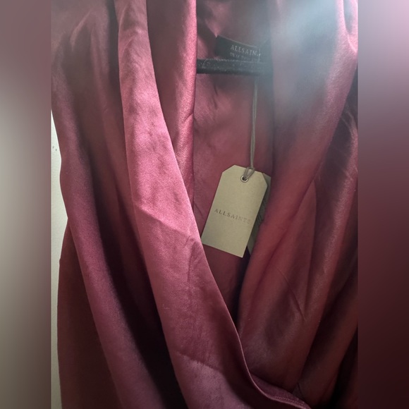 NWT Maroon All Saints Wrap Dress Sz 10 - Picture 3 of 6